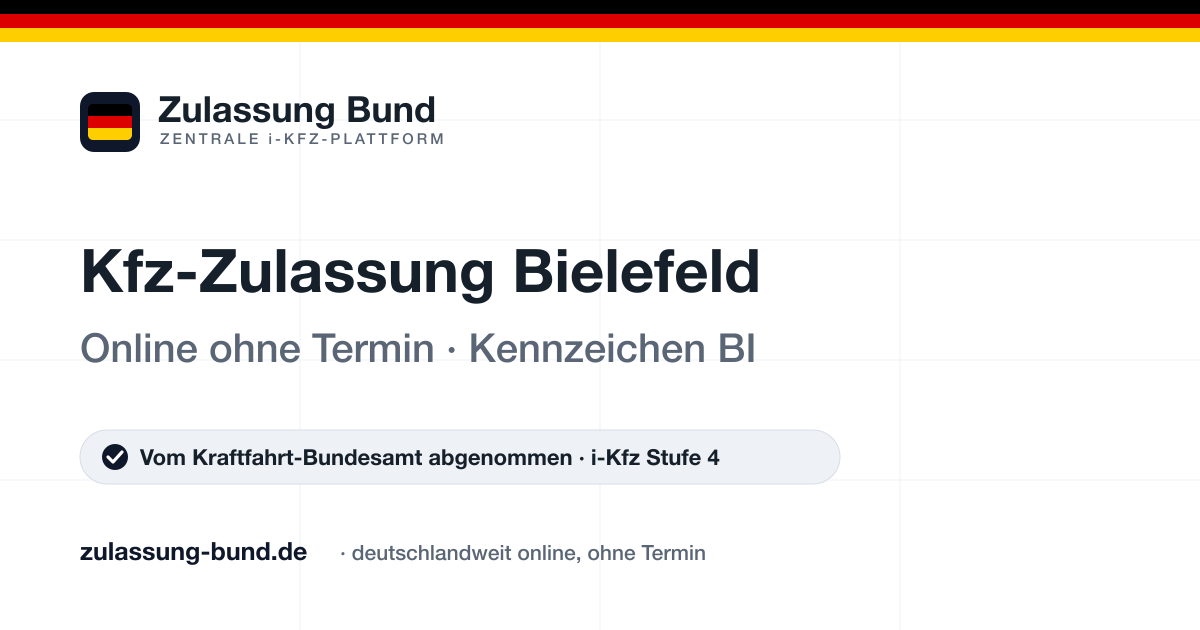 Kfz Zulassung Bielefeld (BI) ohne Termin – Vorschaubild von Zulassung Bund