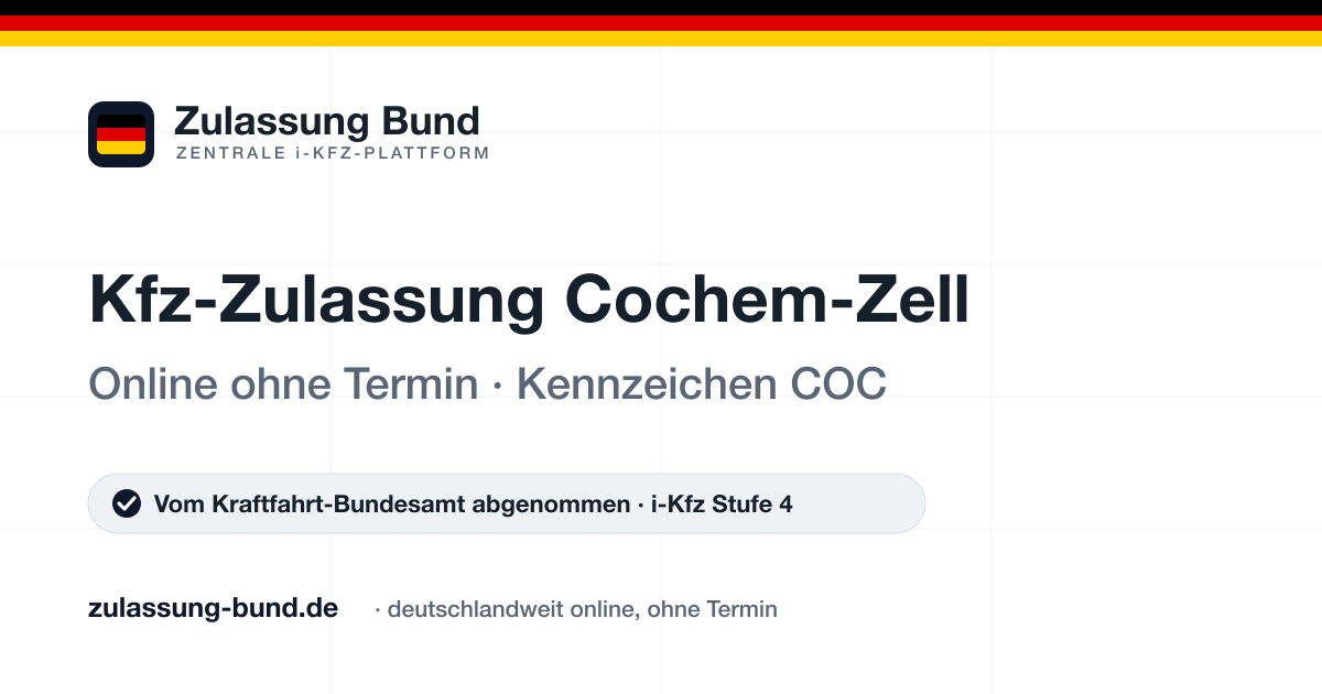 Kfz Zulassung Cochem-Zell (COC) ohne Termin – Vorschaubild von Zulassung Bund