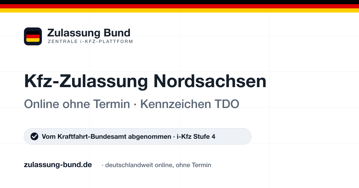 Kfz Zulassung Nordsachsen (TDO) ohne Termin – Vorschaubild von Zulassung Bund
