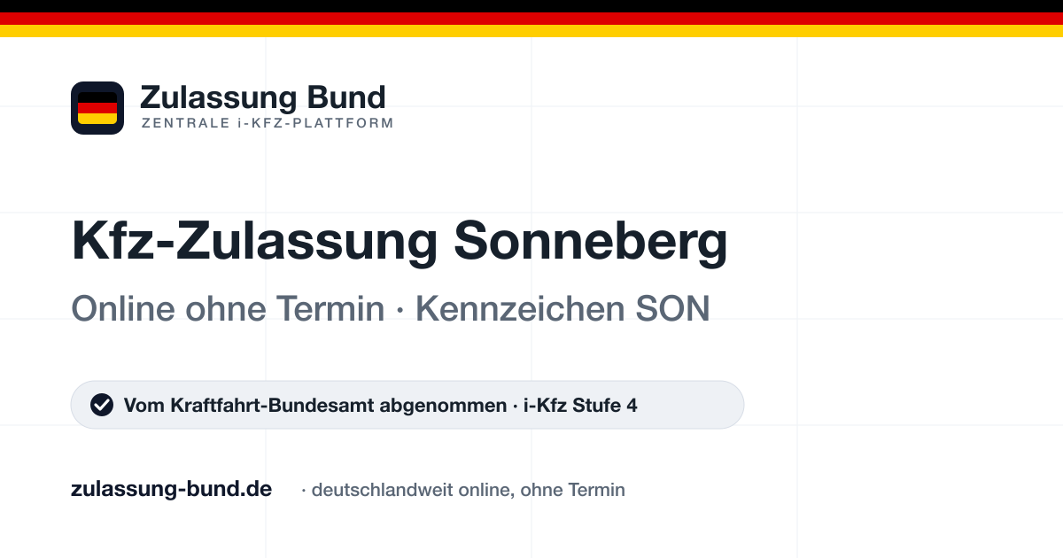 Kfz Zulassung Sonneberg (SON) ohne Termin – Vorschaubild von Zulassung Bund